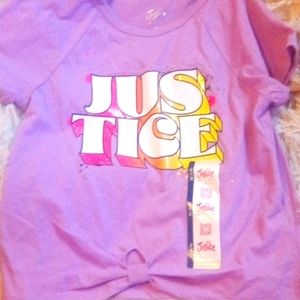 NWT Justice Purple Knot In Front Short Sleeve Shirt Kids